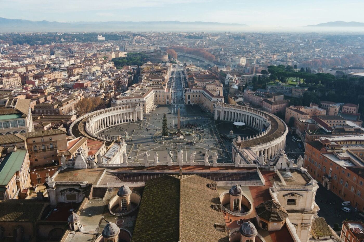 Aerial view of St Peter's Square and the Vatican