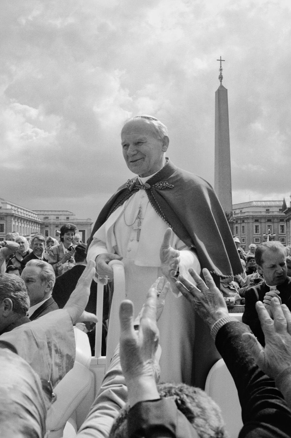 Pope John Paul II greets the crowd in St Peter’s Square
