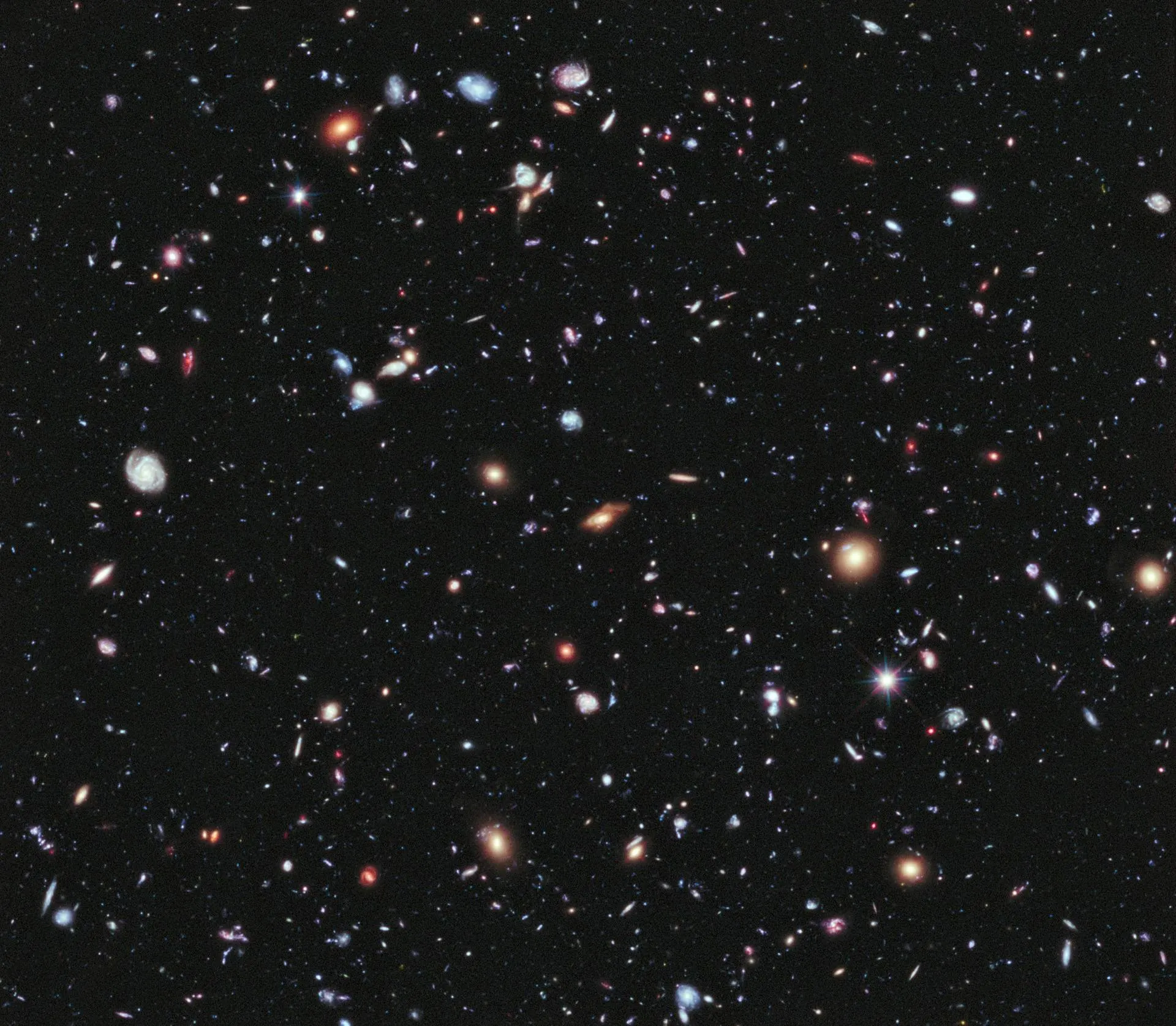 The Hubble eXtreme Deep Field: thousands of distant galaxies scattered across black sky